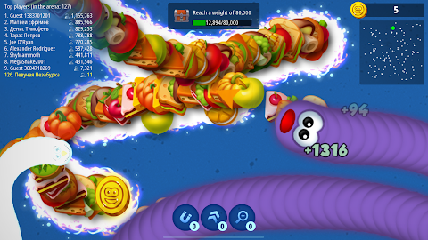 Worms Zone .io - Hungry Snakeảnh chụp màn hình 1