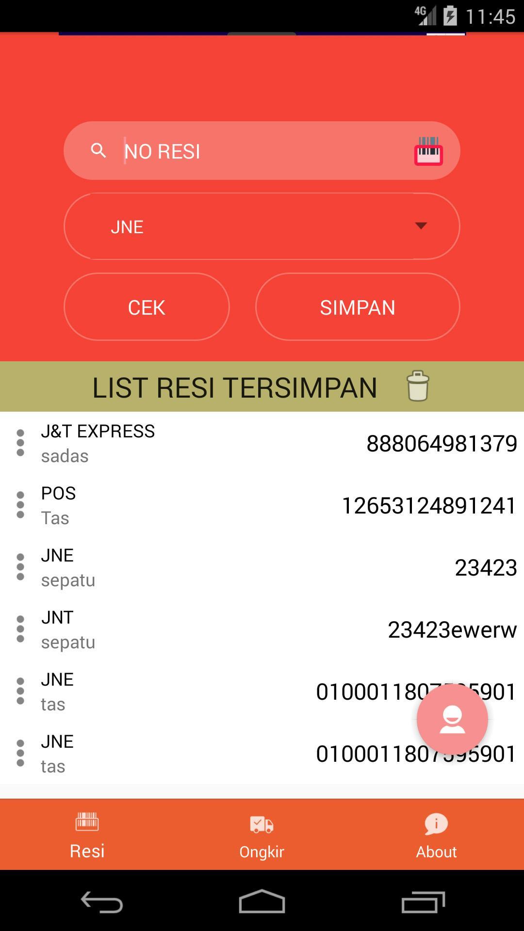 Cek Resi dan Ongkir Kiriman capturas de tela 1