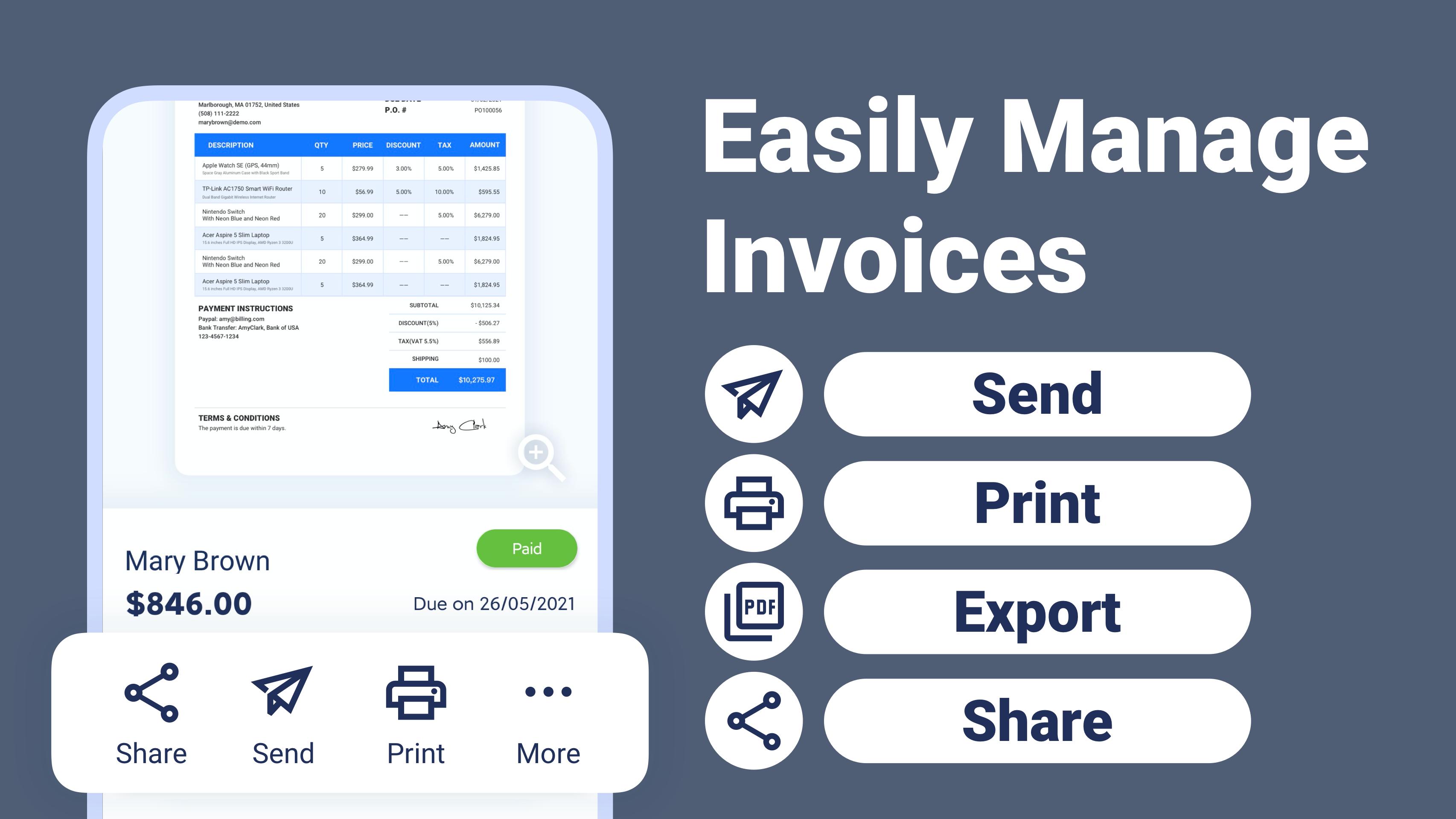 Invoice Maker, Invoices Manage capturas de tela 4