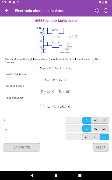 Electronic circuits calculator screenshots 12