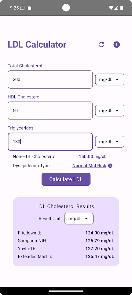 LDL Cholesterol Calculatorảnh chụp màn hình 1