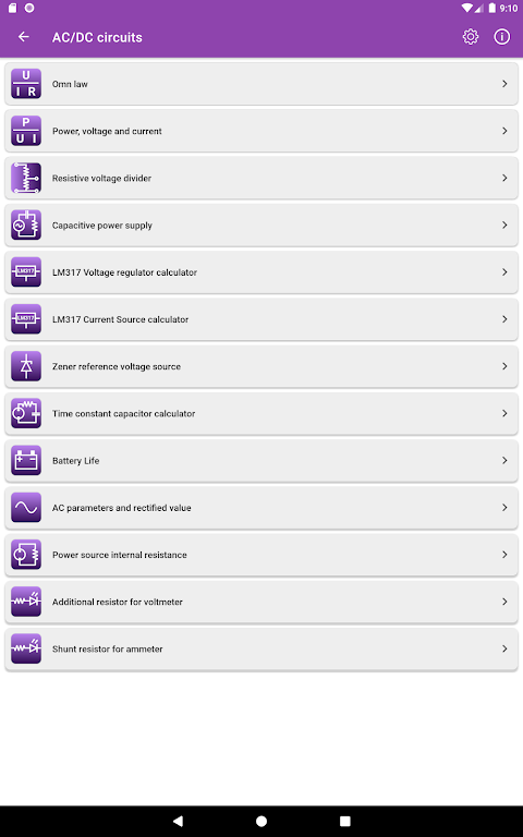 Electronic circuits calculator screenshots 18