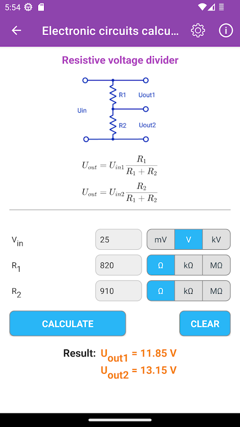 Electronic circuits calculator screenshots 6