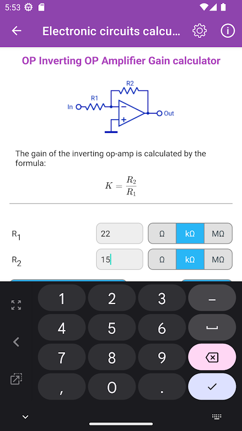 Electronic circuits calculator screenshots 2