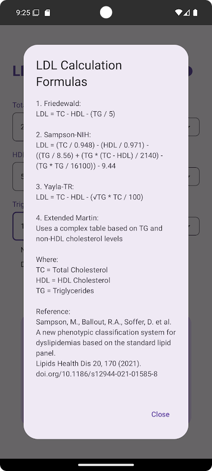 LDL Cholesterol Calculatorảnh chụp màn hình 4