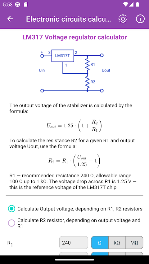 Electronic circuits calculator screenshots 3