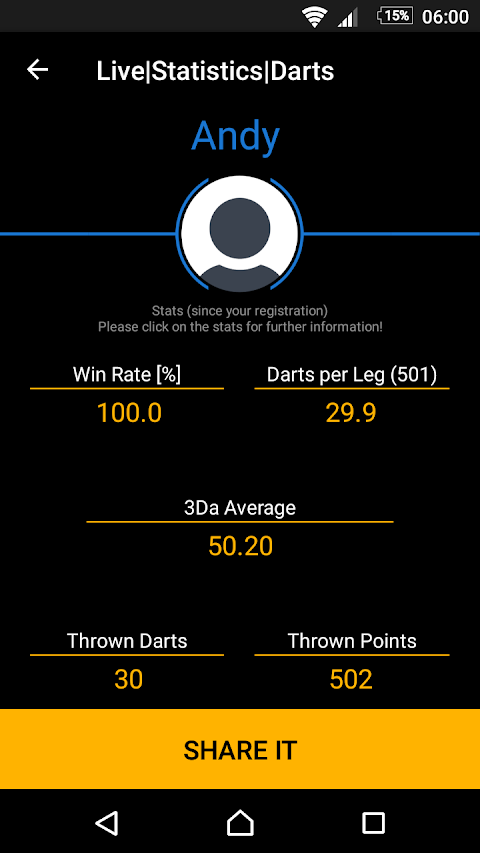 Live Statistics Darts: Scorebotangkapan layar 3